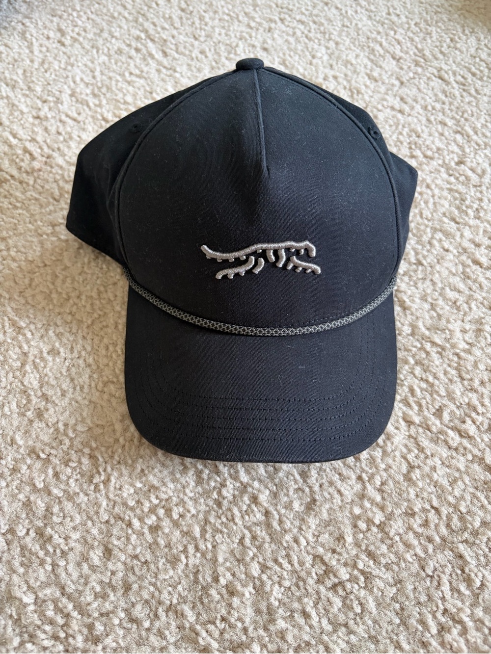 Men's Black Curved-Brim Cap with Contrast Embroidered Emblem